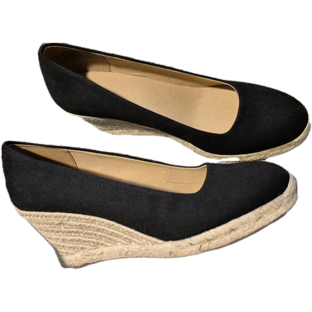 NEW J. Crew Seville Black Canvas Wedge Espadrilles - Women's Size 9.5 - NWOB